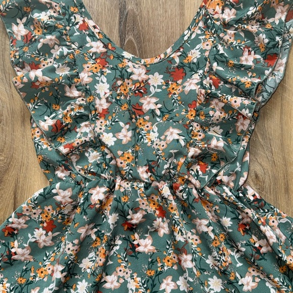 Echo Kids Floral Dress in Green and Orange - Picture 3 of 3